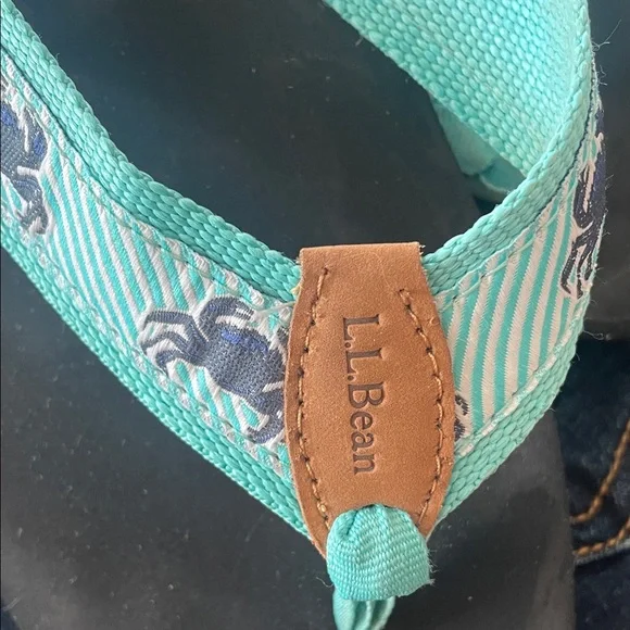 L.L. Bean Teal Crab Flip Flops Like New 8 - Picture 2 of 4